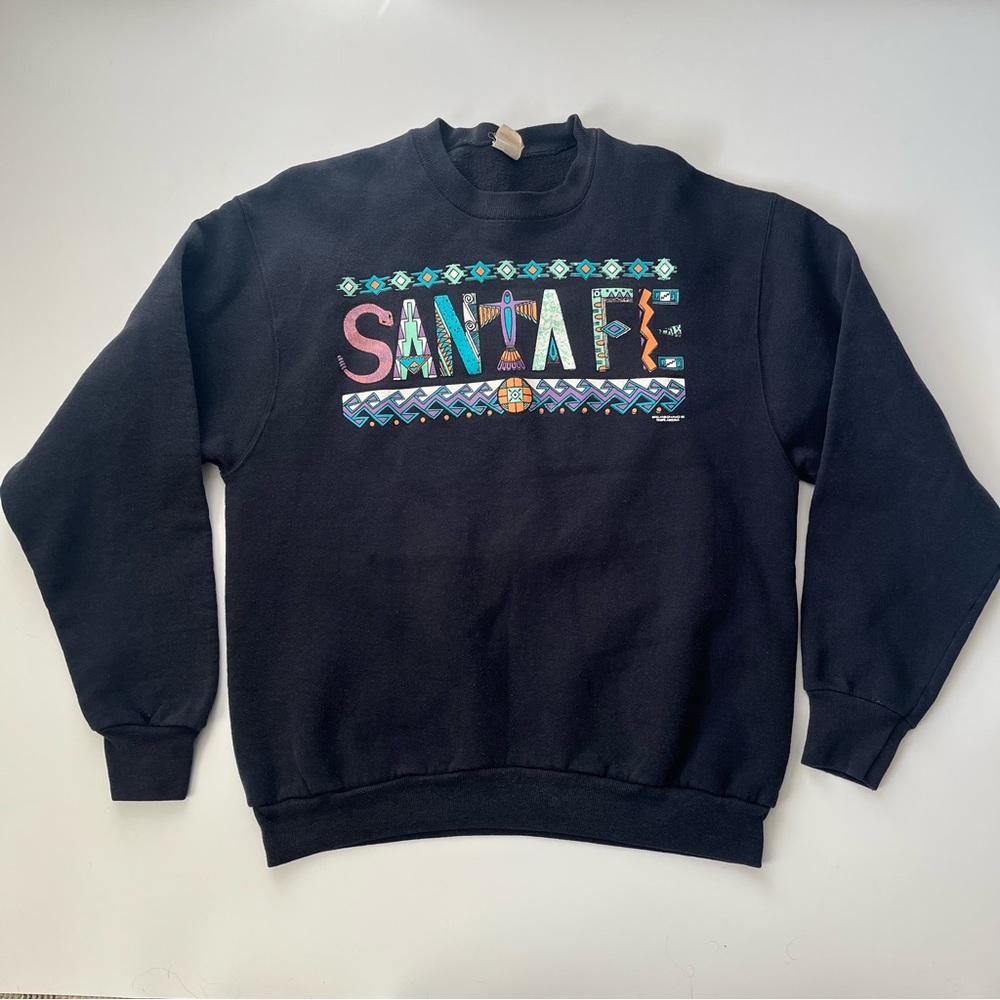 Vintage Crewneck Santa Fe Sweatshirt Black XL